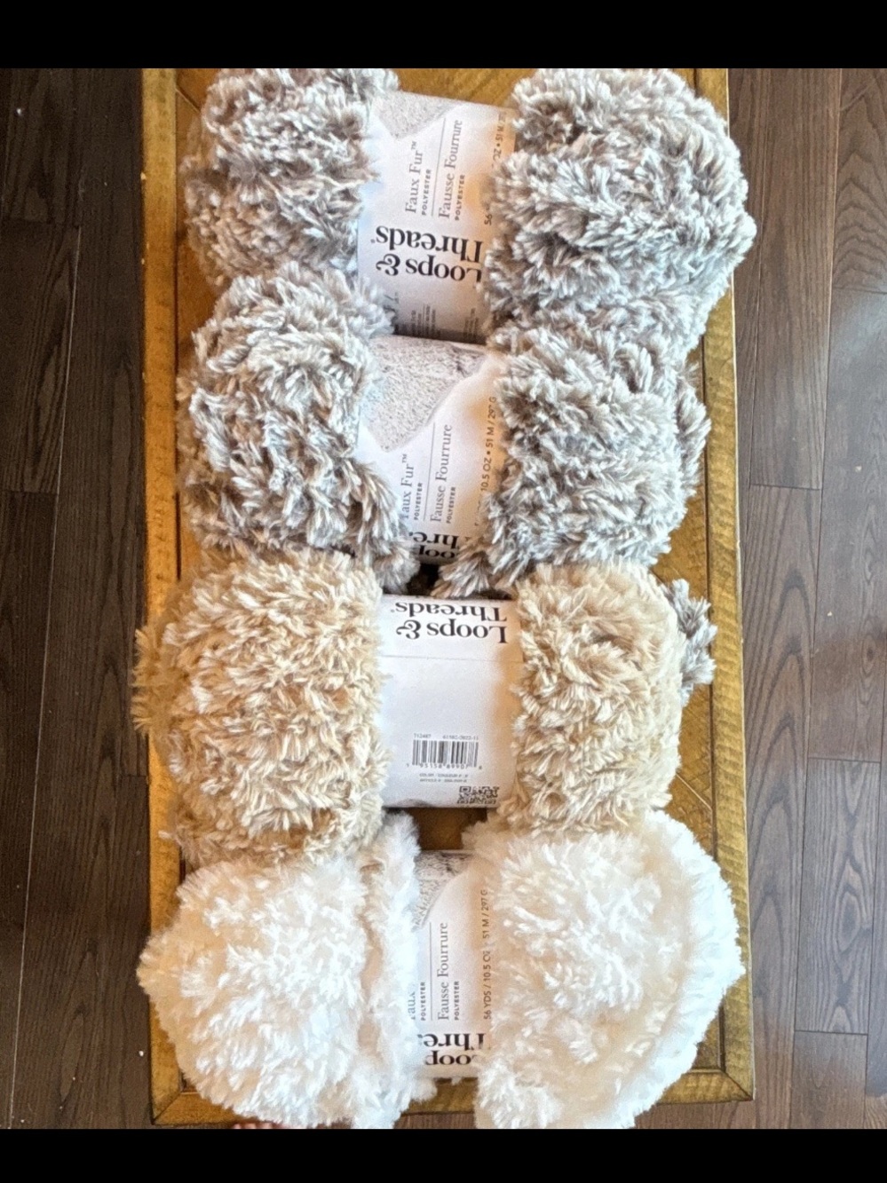 Plush Decorative Pom-Pom Yarn Bundle - White, Cream, Beige, Gray